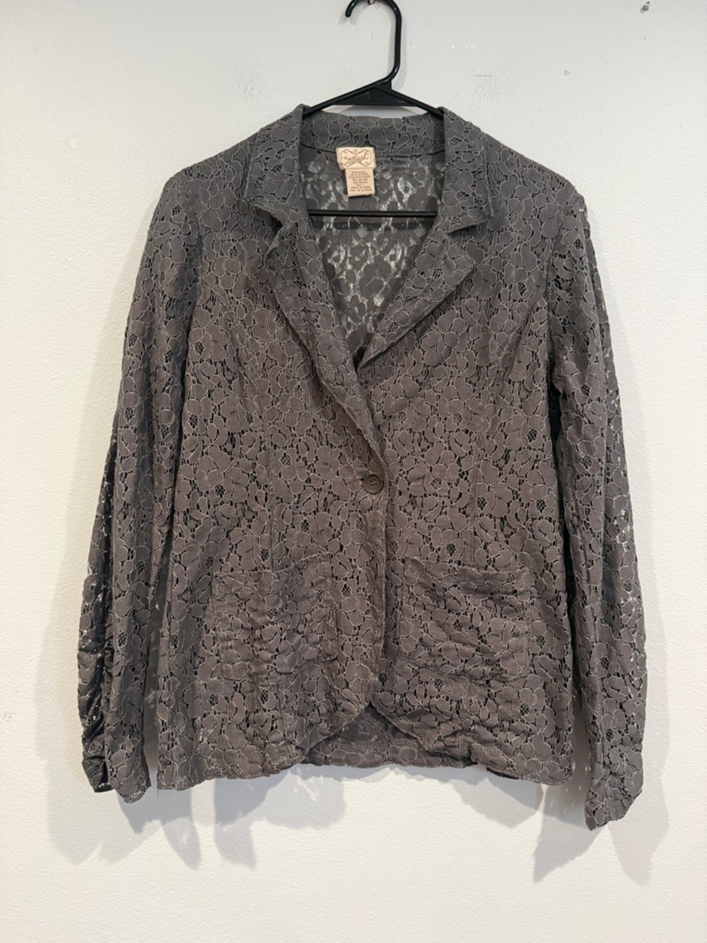 Eyelash Couture Lace Blazer in Gray
